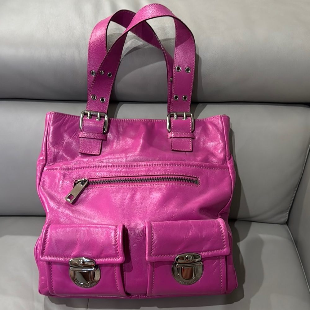 Marc Jacobs Magenta Leather Tote Bag